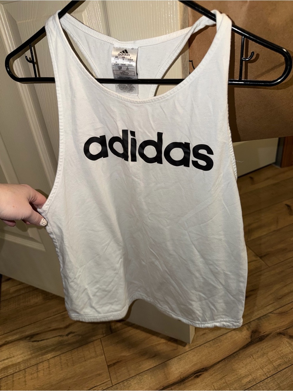 adidas White Tank Top with Black Logo